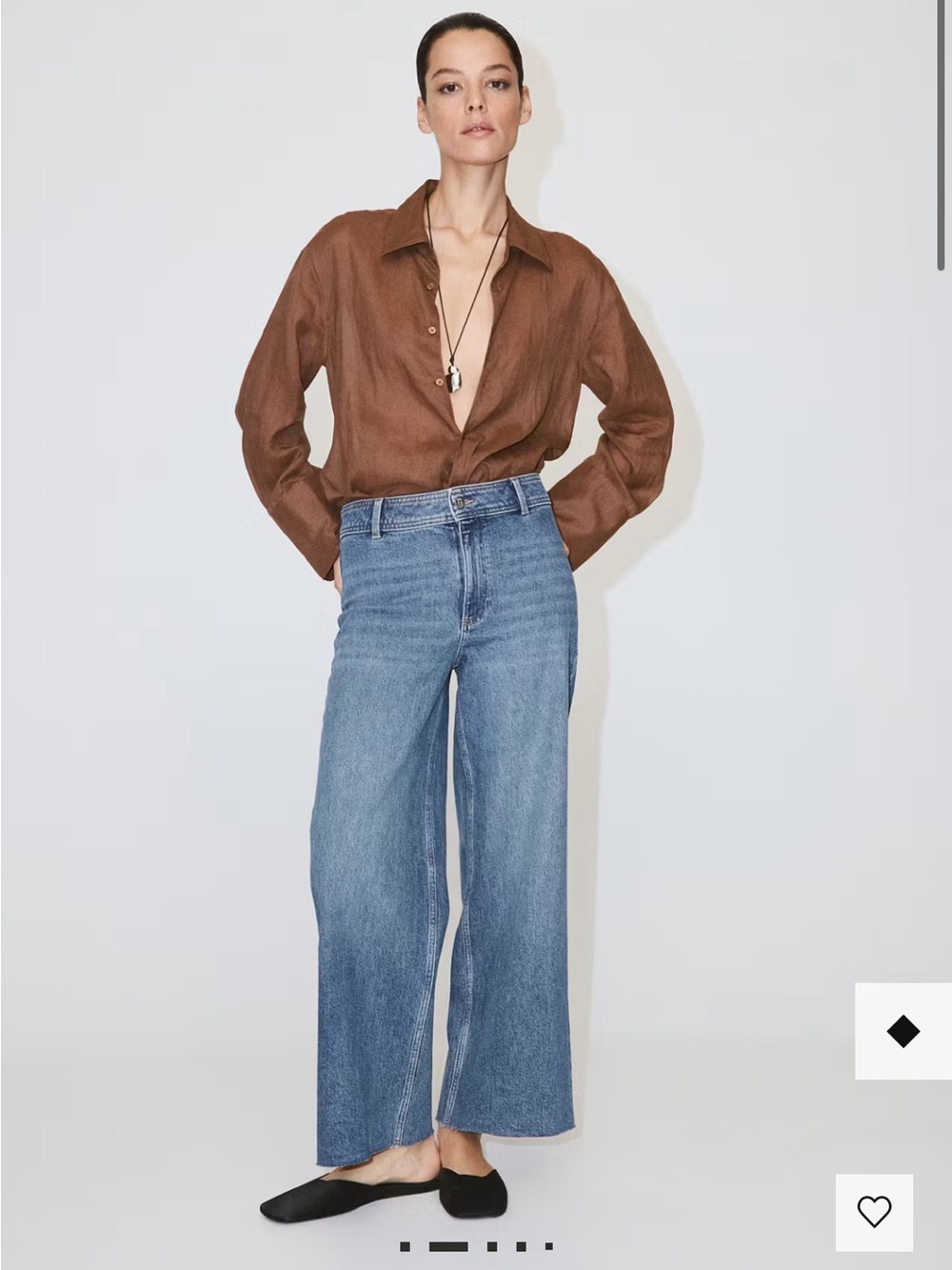 Mango Wide-Leg High-Rise Jeans in Medium Blue